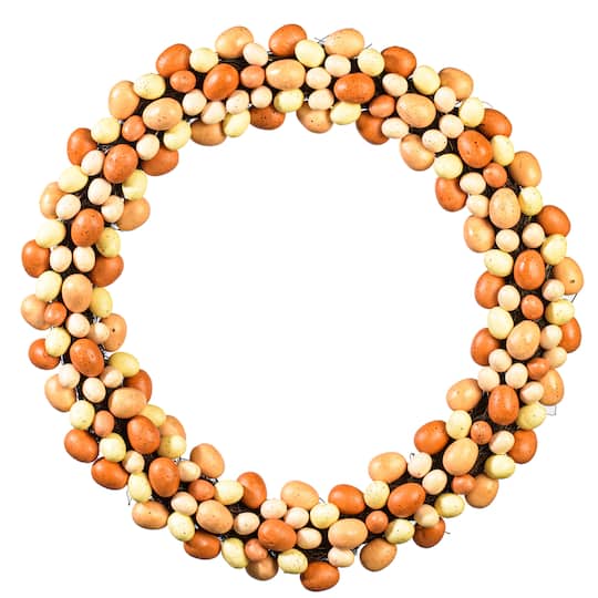 24" Coral & White Artificial Easter Eggs Wreath
